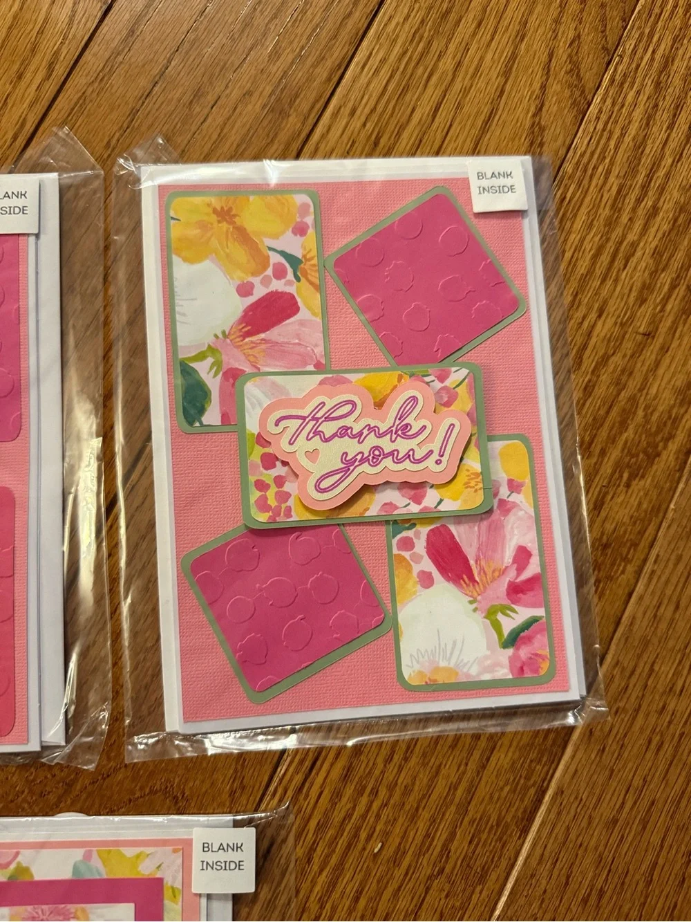 🌸 Handmade Floral Thank You Cards – Blank Inside – One-of-a-Kind Greeting Card